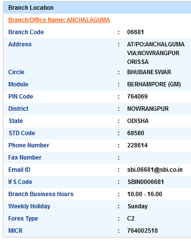 Anchalaguma sbi ifsc code