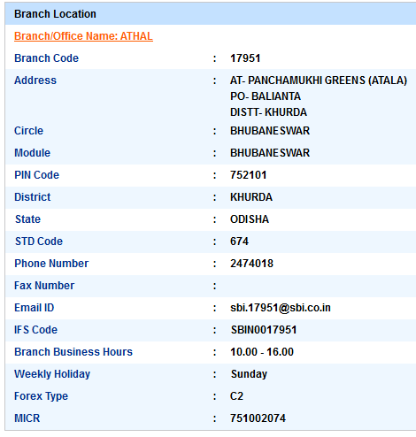 Athal sbi ifsc code