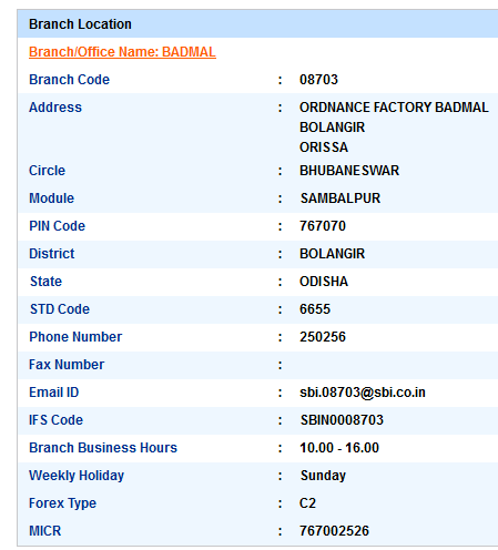 Badmal sbi swift code ifsc code micr code branch address contact number address