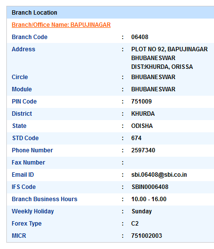 IFSC Code of SBI Bapuji Nagar