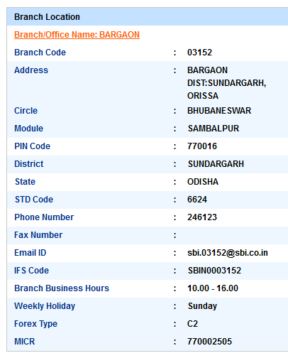 IFSC Code of SBI Bargaon