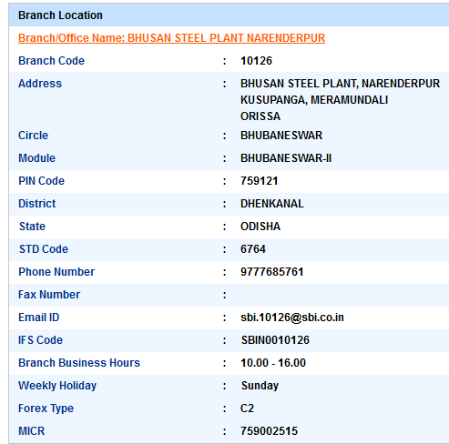 Bhusan Steel Plant Sbi