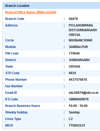 Bimalagarh sbi swift code ifsc code micr code branch address contact number address