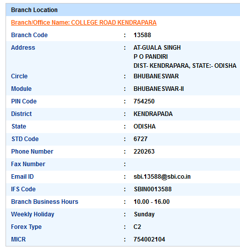 College Road Kendrapara Sbi