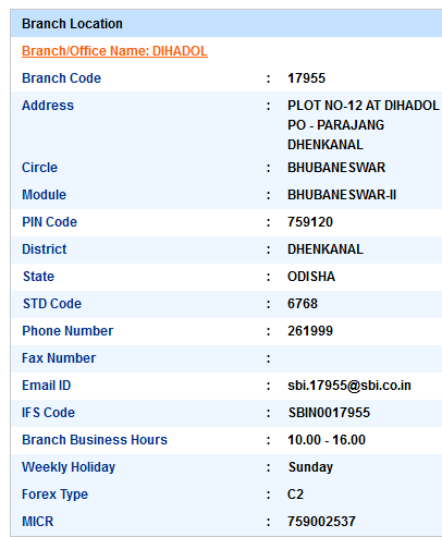 IFSC Code of SBI Dihadol