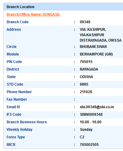 Dongasil sbi swift code ifsc code micr code branch address contact number address