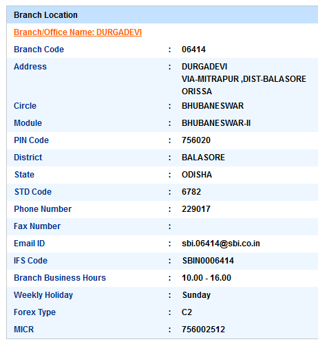 Durgadevi Sbi IFS Code