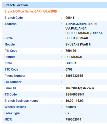 Garhpalasuni sbiifsc code