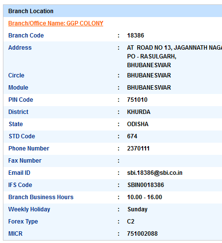 IFSC Code of SBI Ggp Colony