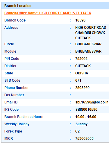 High Court Campus Cuttack Sbi