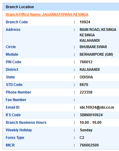 IFSC Code of SBI Jagannathpara Kesinga