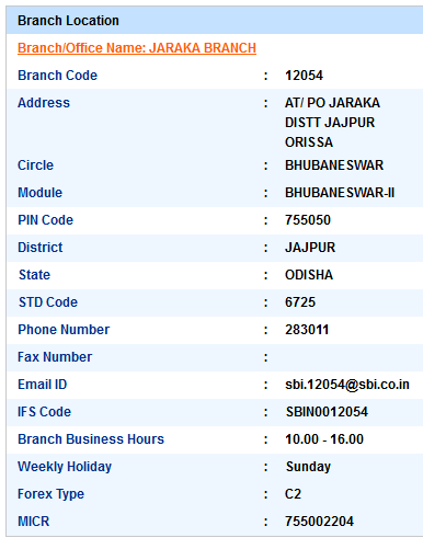 Jaraka Branch sbi swift code ifsc code micr code branch address contact number address