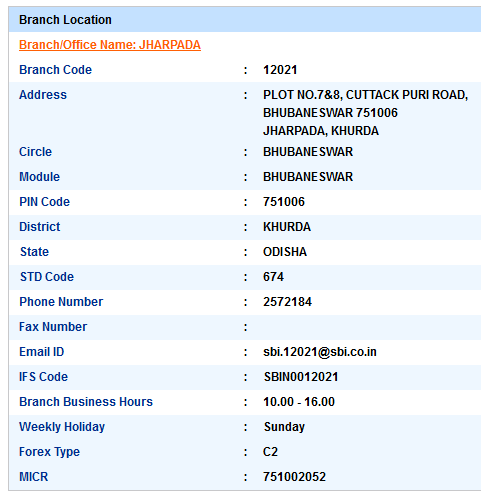 Jharpada sbiifsc code