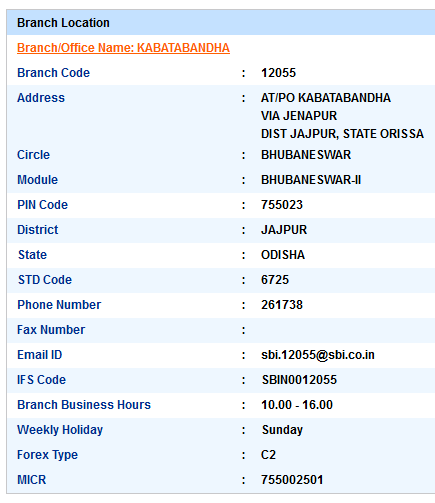 Kabatabandha sbiifsc code