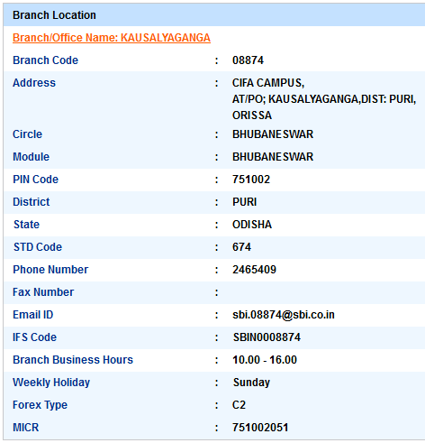Kausalyaganga sbi ifsc code