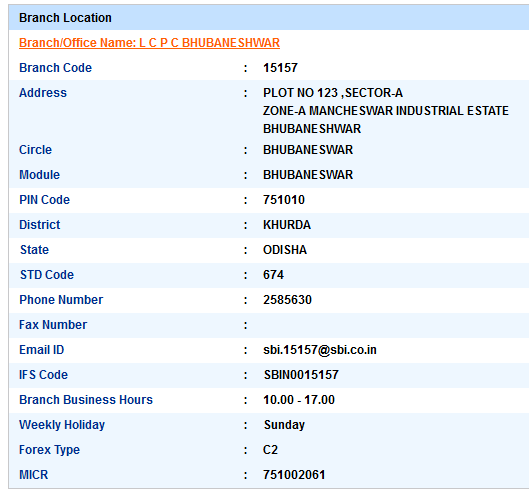 LCPC Bhubaneshwar Sbi