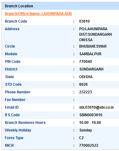 Lahunipada Adb sbiifsc code