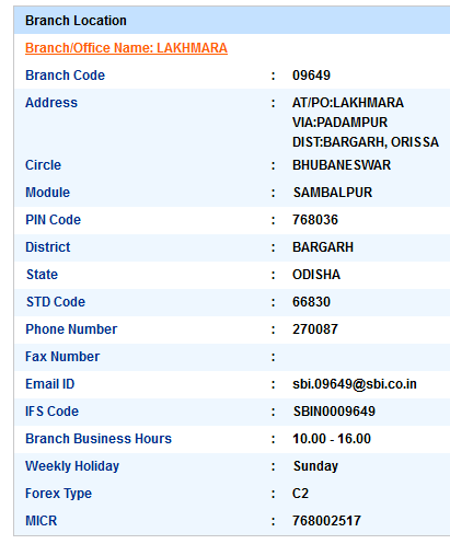 Lakhmara sbi swift code ifsc code micr code branch address contact number address