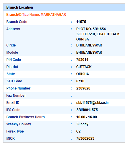 Markatnagar sbi swift code ifsc code micr code branch address contact number address