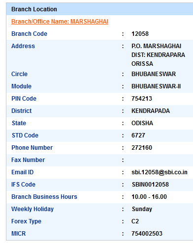 Marshaghai sbiifsc code