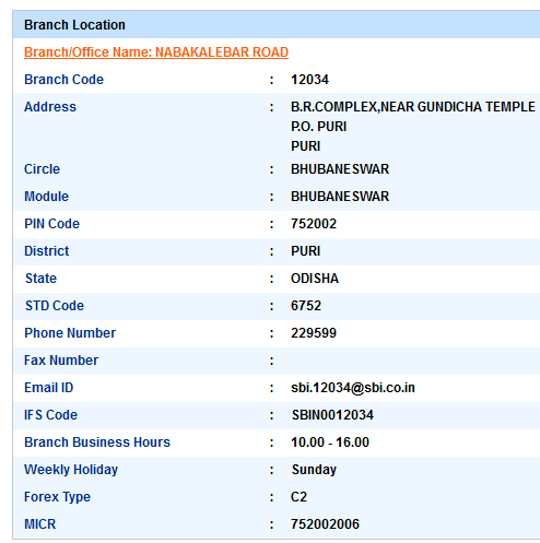 Nabakalebar Road sbi swift code ifsc code micr code branch address contact number address