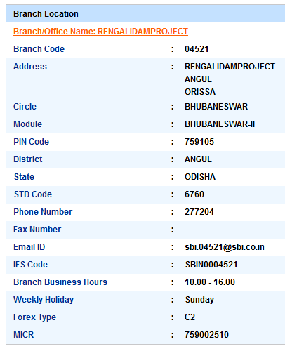 Rengalidamproject sbiifsc code