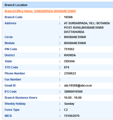Sundarpada Bhubaneswar sbi swift code ifsc code micr code branch address contact number address
