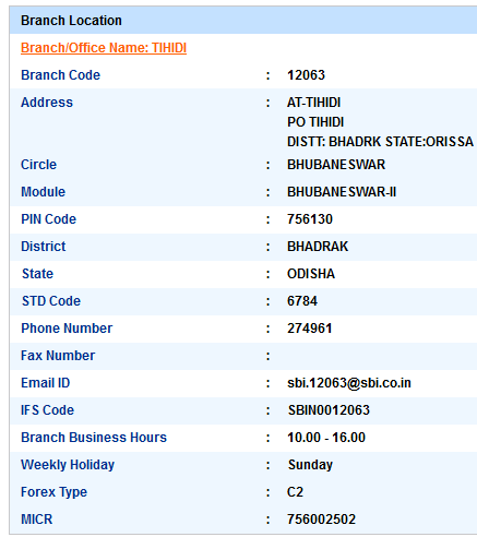 Tihidi sbiifsc code