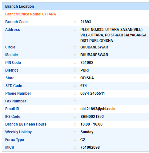 Uttara sbiifsc code