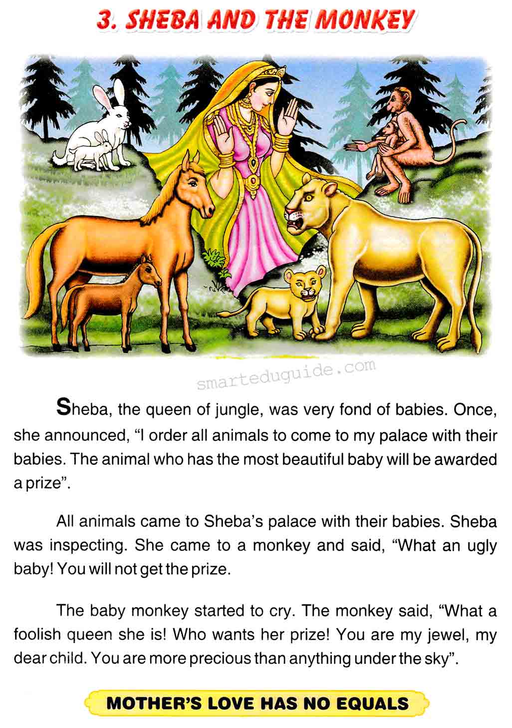 Sheba And The Monkey children's moral values great inspiration Short stories  in English | SEG