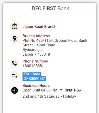 IDFC FIRST Bank Jajpur Road