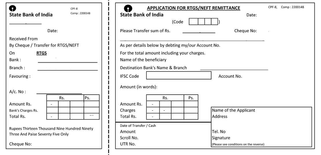 SBI RTGS NEFT Form Download