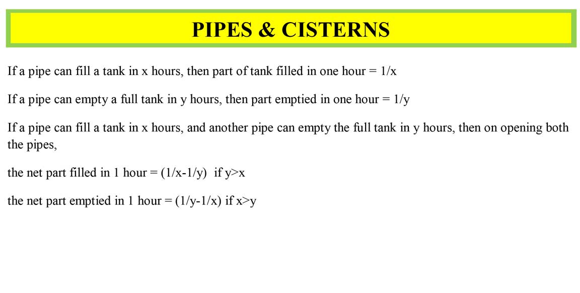 Pipes And Cisterns Shortcut Formula