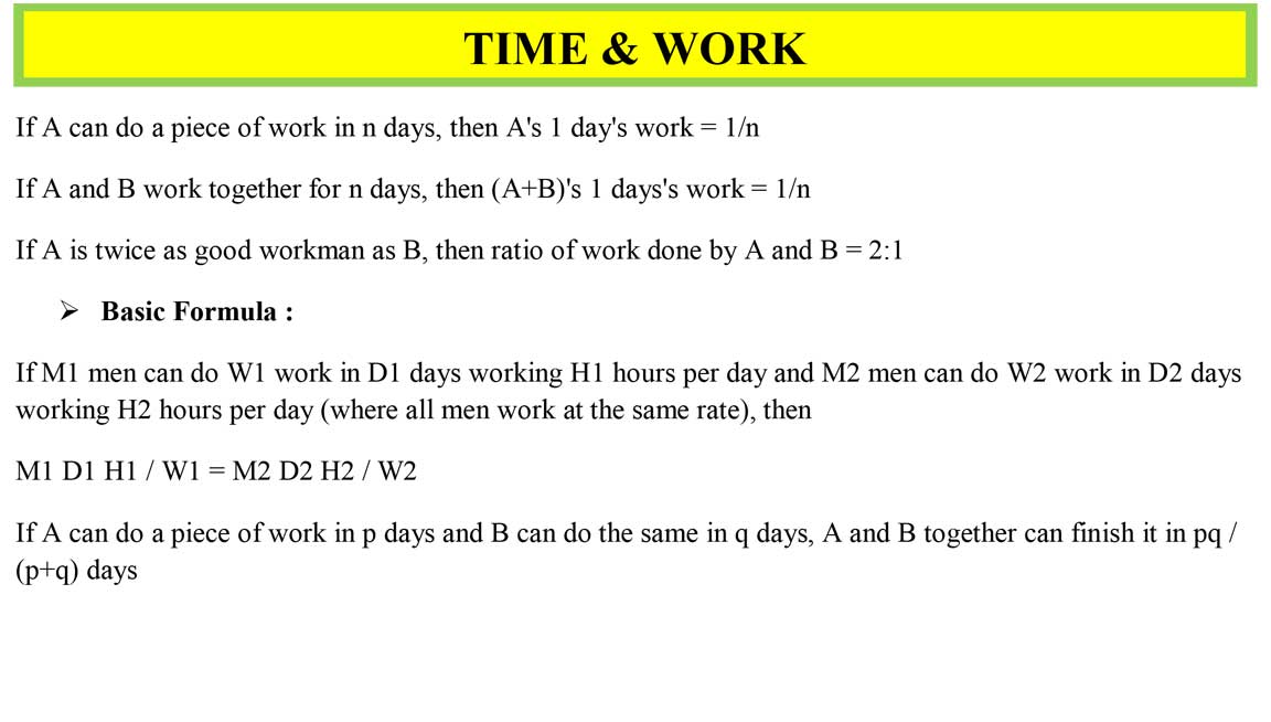 Time and Work Short Tricks Examples