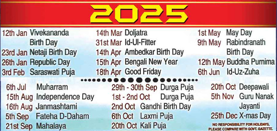 Assamese Calendar 2025 Holiday List 2025