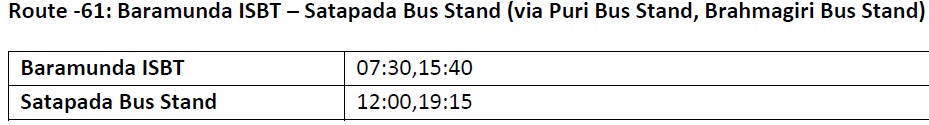 Mo Bus Route 61Timings