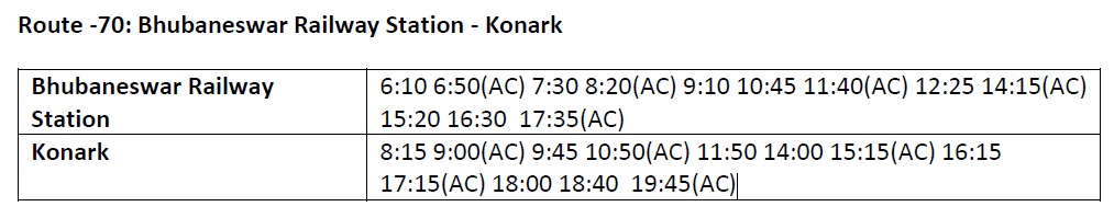 Mo Bus Route 70Timings