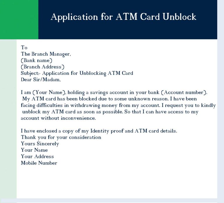 Application for ATM Card Unblock