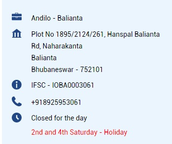 Indian Overseas Bank IFSC Code Balianta