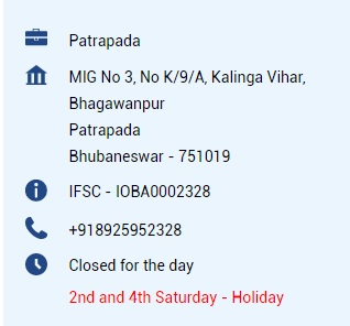 Indian Overseas Bank IFSC Code Patrapada