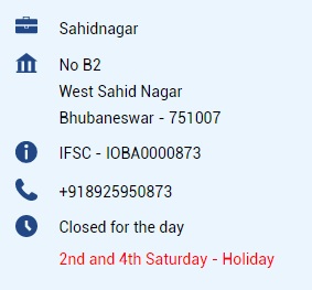 IOB IFSC Code Sahidnagar