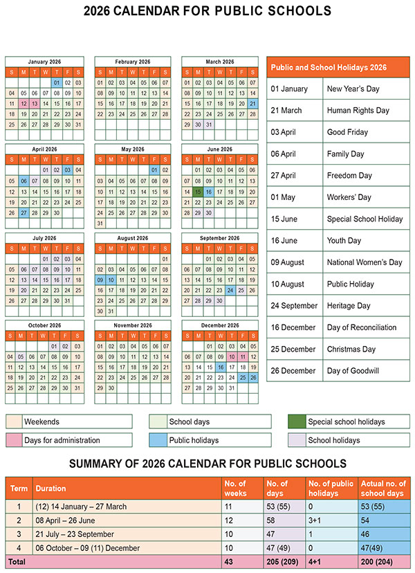 south africa school holidays 2026