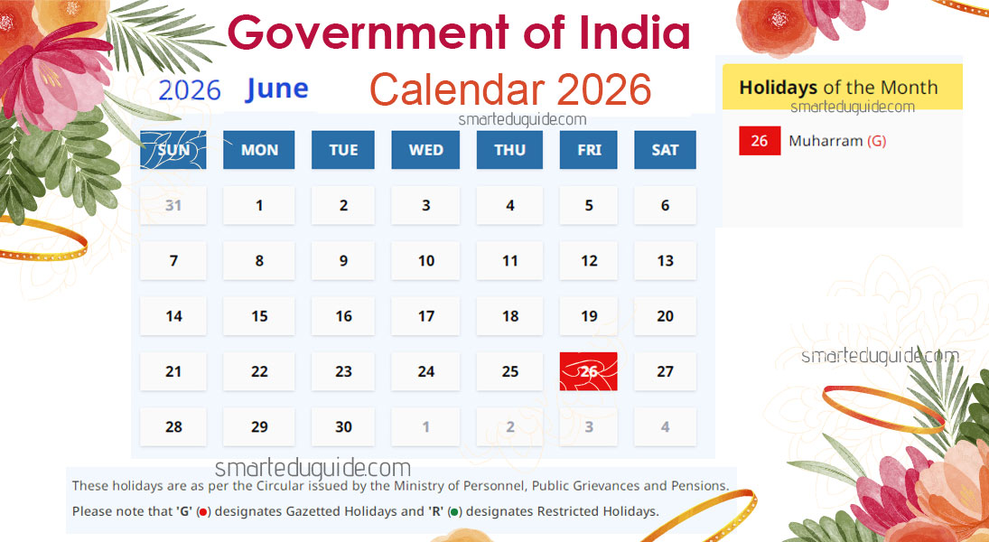 Indian Government Holidays in June 2026