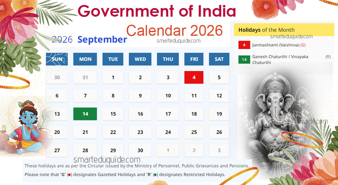 Indian Government Holidays in September 2026