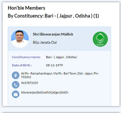 Bari MLA Shri Biswaranjan Mallick