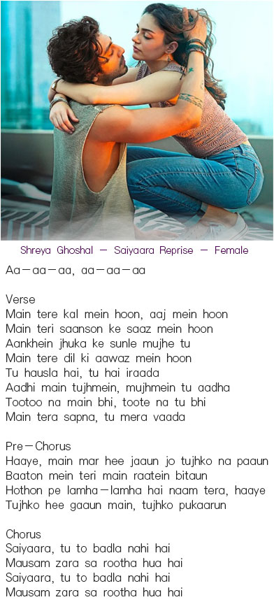 Saiyaara lyrics Shreya Ghoshal