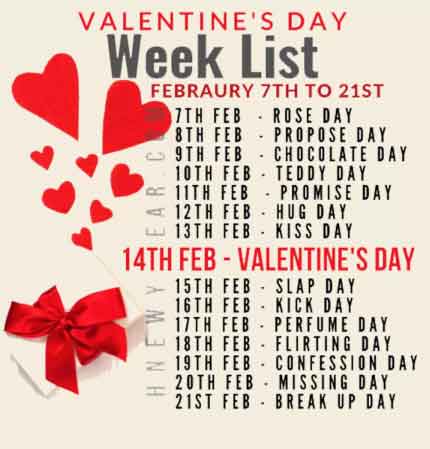 Valentine Week Days List 2026