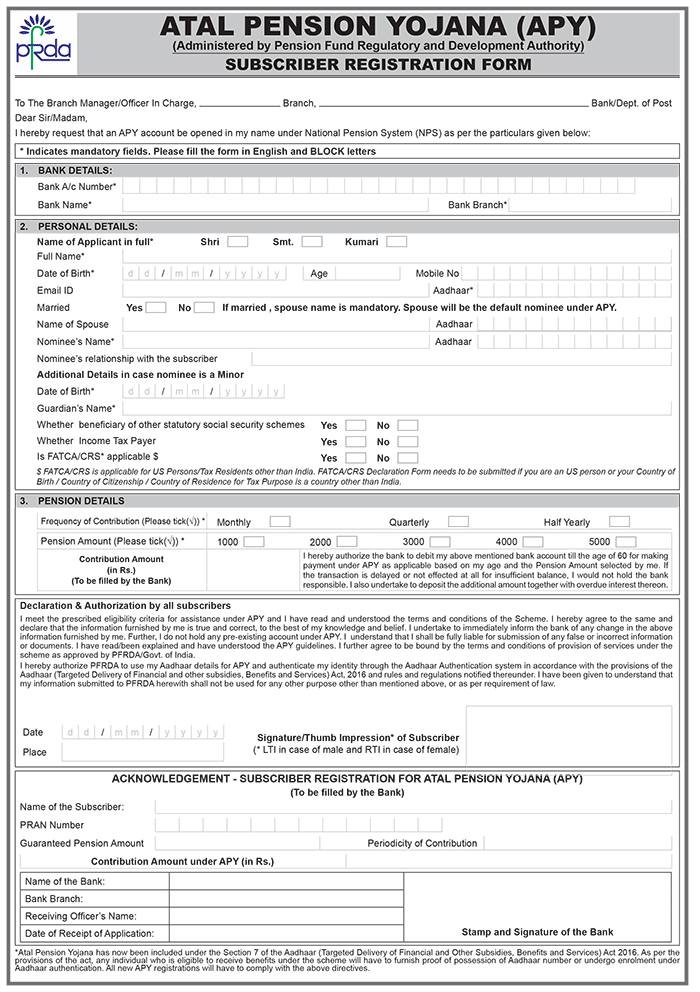  ATAL PENSION YOJANA (APY) FORM