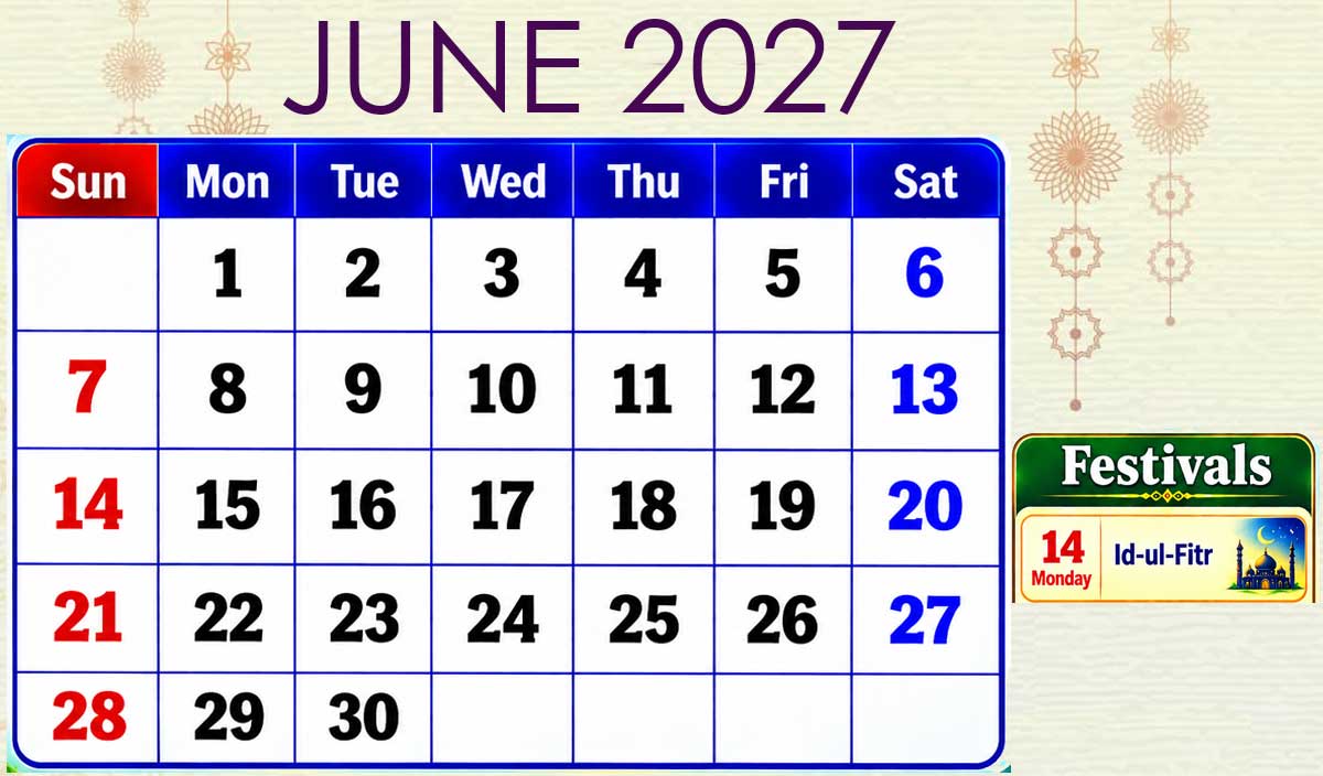 Calendar 2027 June